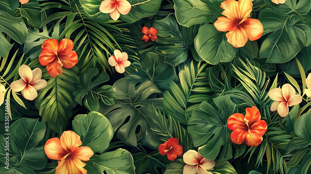 Fototapeta premium Floral Mosaic: Seamless Botanical Background for Any Surface