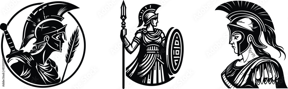 Set of warrior women, vector illustration. Set of warrior women, vector illustration.