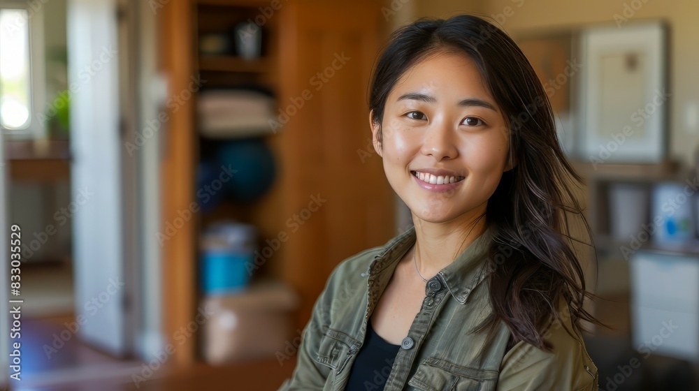 Potrait Asian Woman Happy at Home Potrait Asian Woman Happy at Home