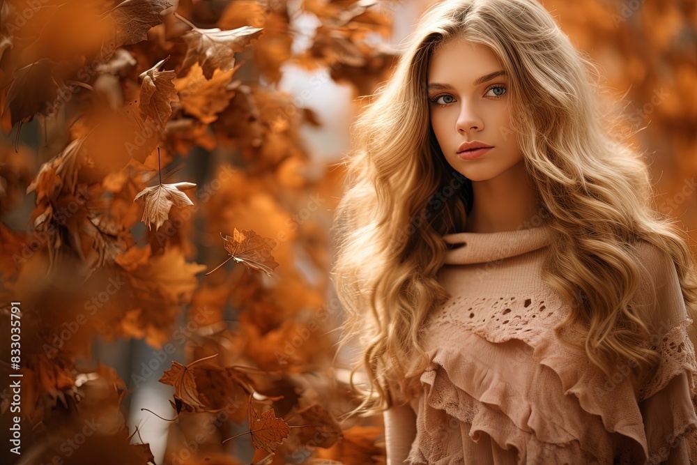 portrait of a woman in autumn forest, generative ai portrait of a woman in autumn forest, generative ai