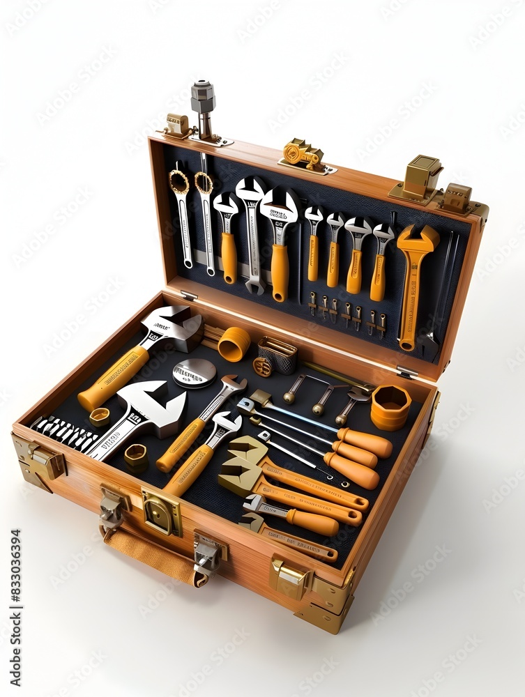 High Definition D Rendered Isolated Toolbox with Various Tools High Definition D Rendered Isolated Toolbox with Various Tools