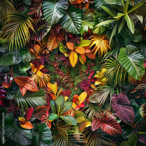 a many jungle plants coming together to form a heart  photo