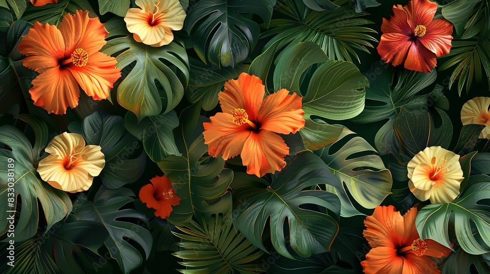 Petals and Leaves: Seamless Botanical Background Delight Petals and Leaves: Seamless Botanical Background Delight