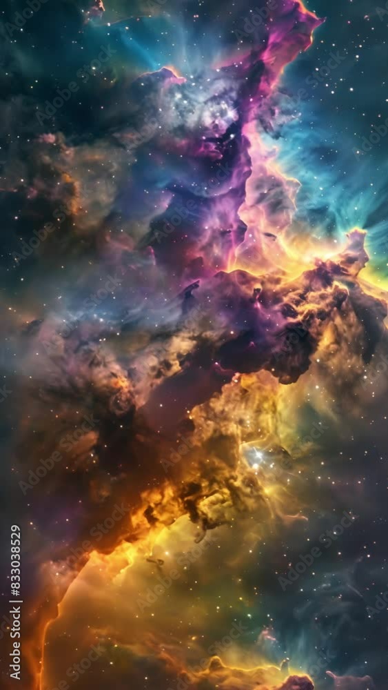 A beautiful cloud of colorful gas and dust, surrounded by twinkling stars, showing off the wonders of outer space. A beautiful cloud of colorful gas and dust, surrounded by twinkling stars, showing off the wonders of outer space.