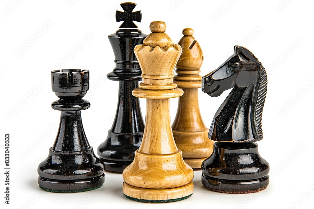 Chess King, Queen, Pawn and Rook isolated on white background Chess King, Queen, Pawn and Rook isolated on white background