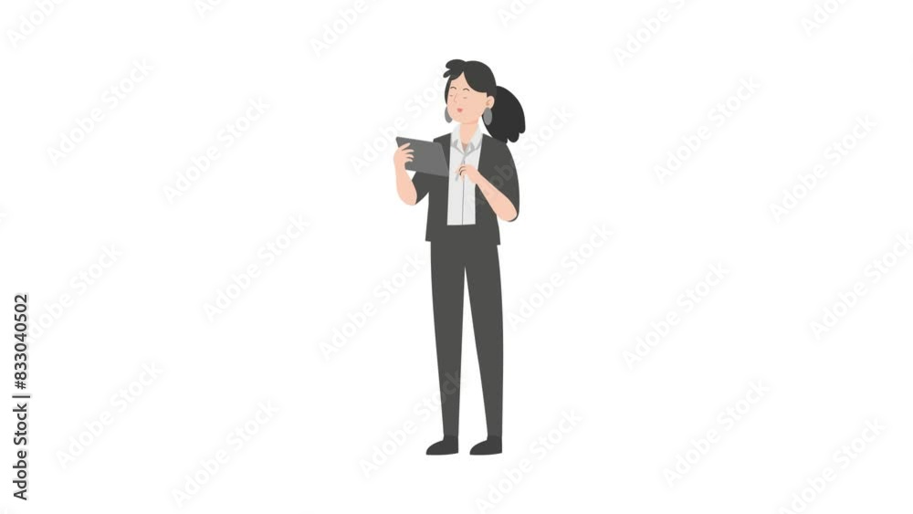 Saleswoman drawing on tablet Saleswoman drawing on tablet
