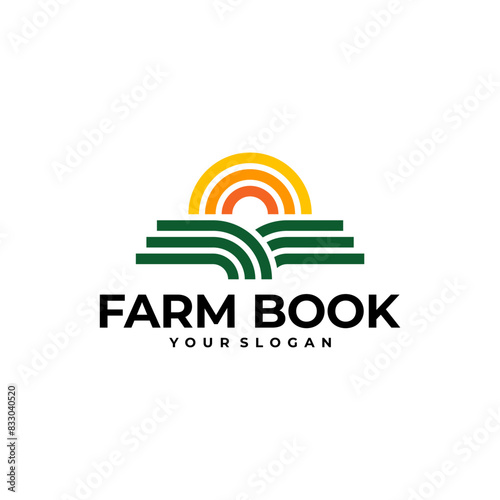 FARM BOOK FIELD SUN LOGO ICON ILLUSTRATION