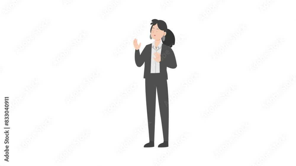 Saleswoman showing stop gesture Saleswoman showing stop gesture