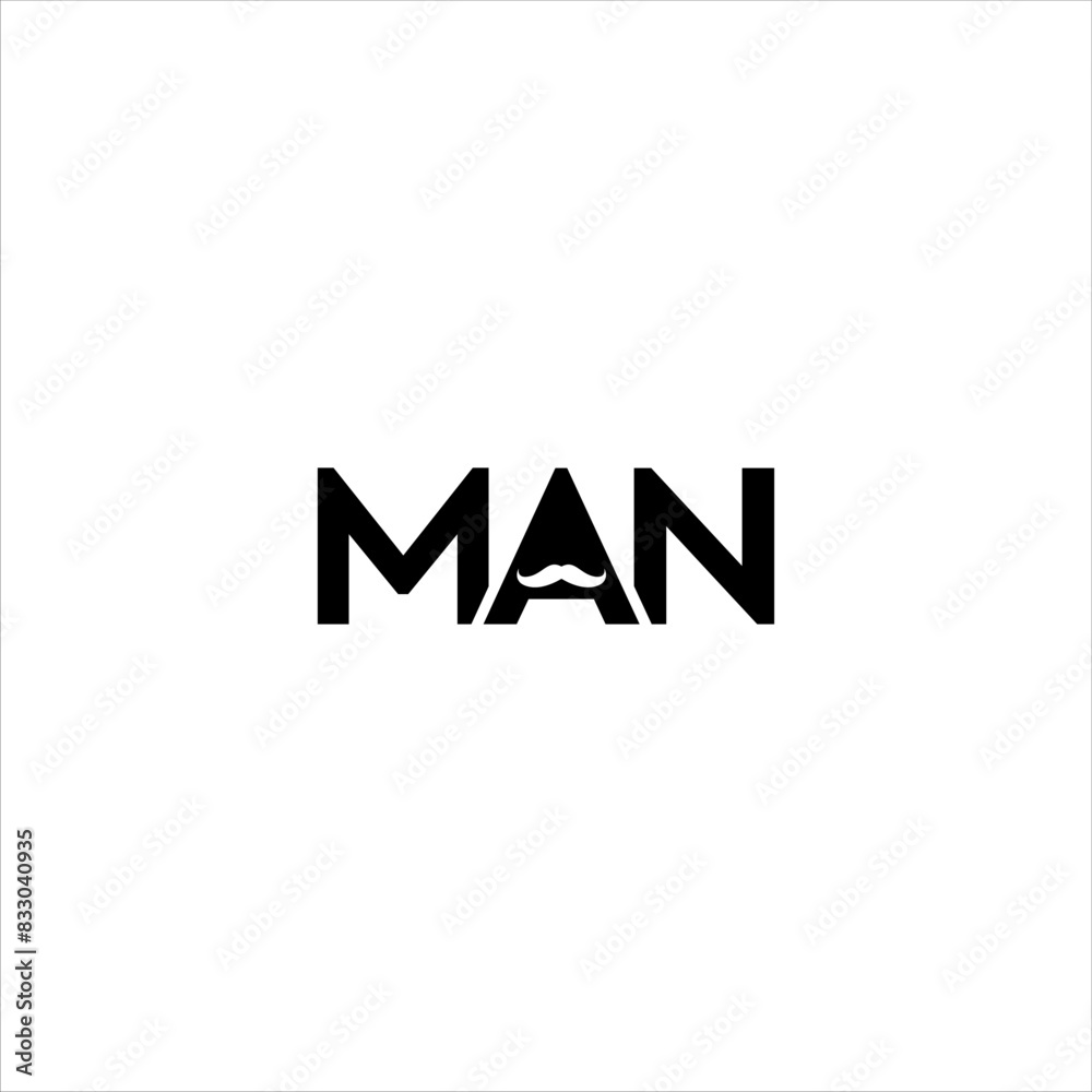 Man Writing Negative Space Mustache Logo Design Man Writing Negative Space Mustache Logo Design