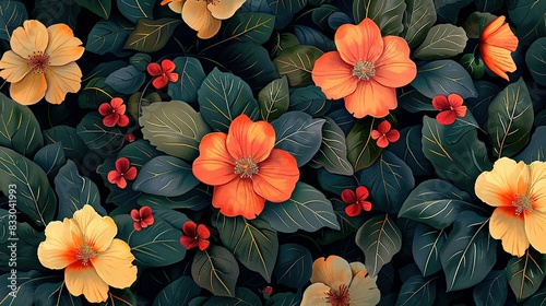 Wallpaper Mural Botanical Bliss: Seamless Pattern for Endless Beauty Torontodigital.ca