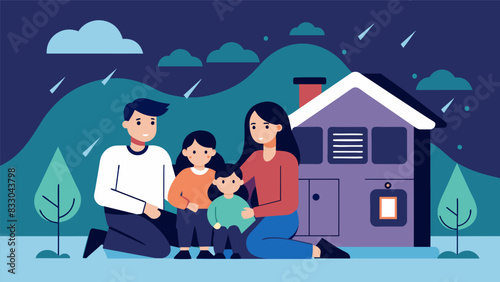 As a hurricane raged outside a family sat comfortably inside their home powered by a diesel generator that had been wisely purchased for just such an. Vector illustration