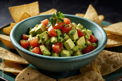 a bowl of guacamole with chips and avocados Zesty Avocado Salsa Perfect Pairing for Your Favorite 