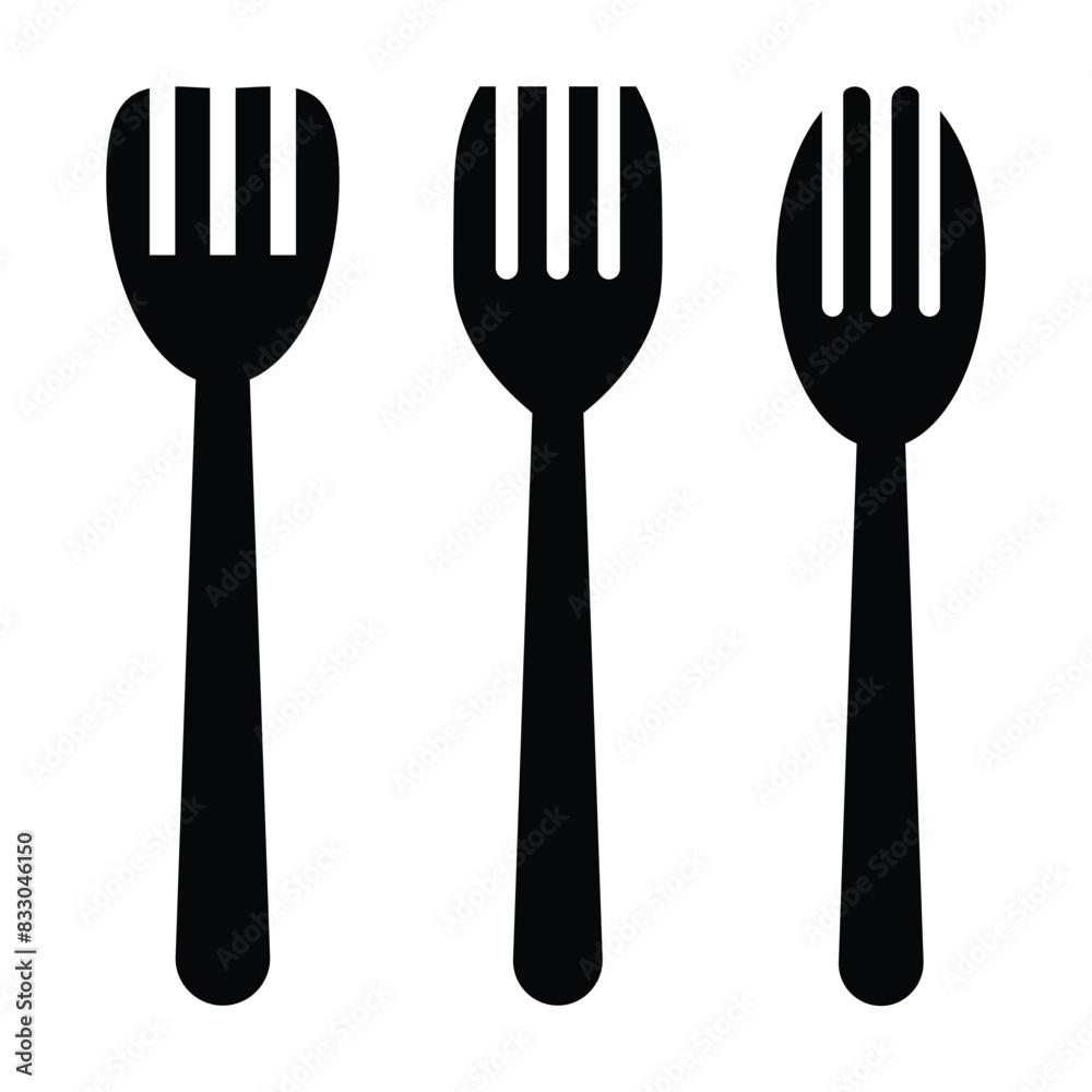 Fork & spoon icon vector set. Restaurant utensil symbol. Dinner dish or plate with spoon and fork sign outline for apps and websites. Fork icon set. Eps10.