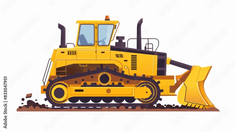 Bulldozer on white background with front bulldozer heavy duty construction equipment for business and industrial projects Bulldozer on white background with front bulldozer heavy duty construction equipment for business and industrial projects
