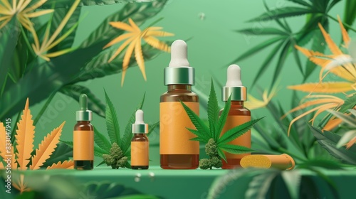Concept of an online store selling cannabis derived products like medical marijuana THC and CBD from hemp plants
