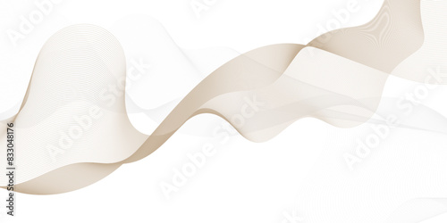 Abstract brown smooth wave on a white background. Dynamic sound wave. Design element. Vector abstract background with dynamic brown waves.