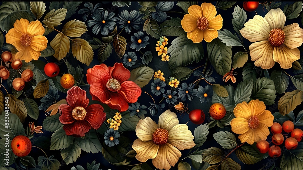 Blossom Harmony: Seamless Botanical Background Design Blossom Harmony: Seamless Botanical Background Design