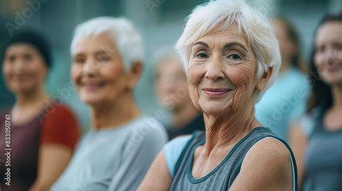 Group of older women are smiling and sitting together