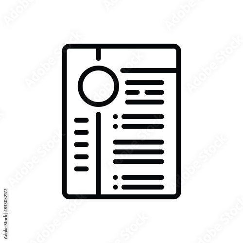 Black line icon for resume 