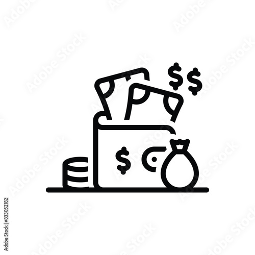 Black line icon for salary 