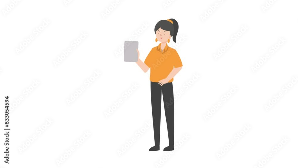 Saleswoman holding blank paper Saleswoman holding blank paper
