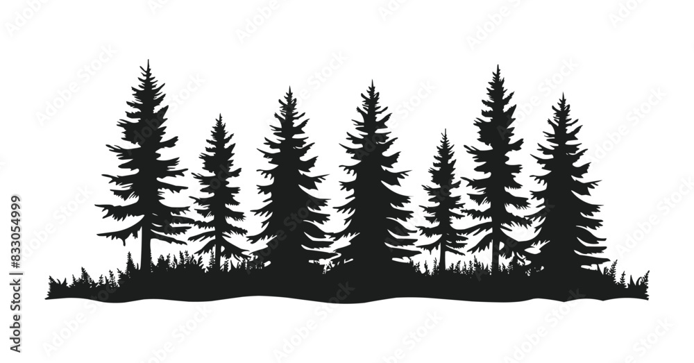 Obraz premium Pine trees silhouette vector