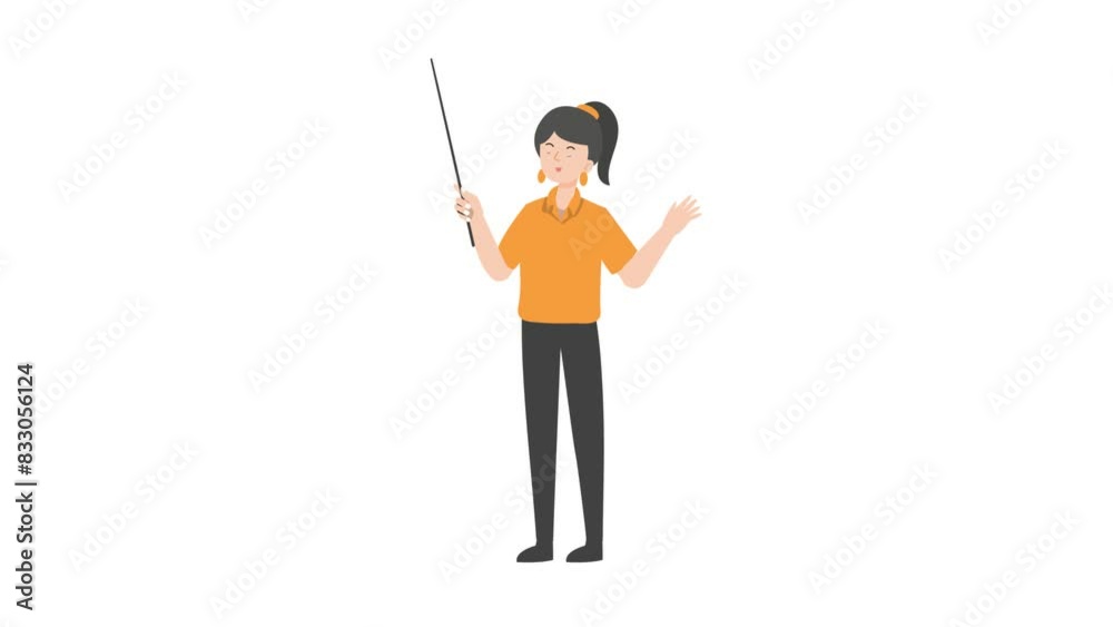 Saleswoman presenting something