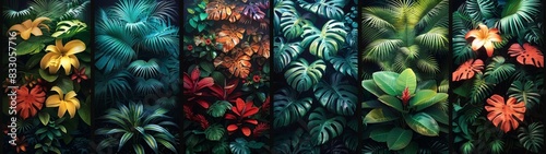 From above, the tropical plants background appears as a living painting, with each brushstroke of foliage contributing to the rich tapestry of life that defines the rainforest. photo