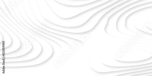 Topographic canyon geometric map relief texture with curved layers and shadow. Vector abstract white paper cut banner. minimal topography map light element shadow landscape. Abstract background vector