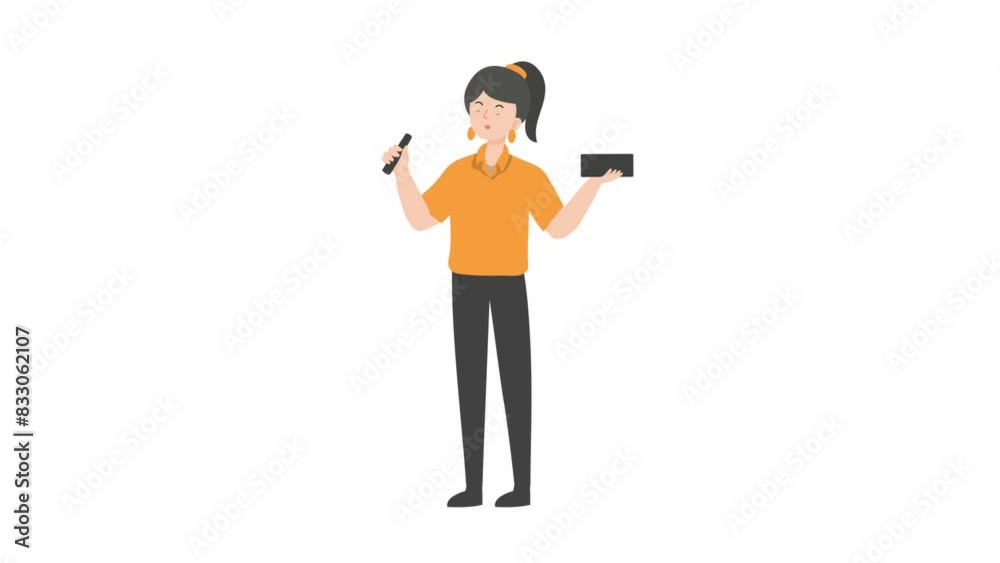 Saleswoman giving speech Saleswoman giving speech