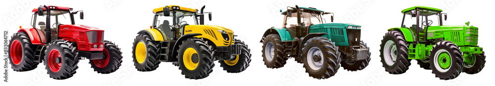 Fototapeta premium Tractor png element set on transparent background
