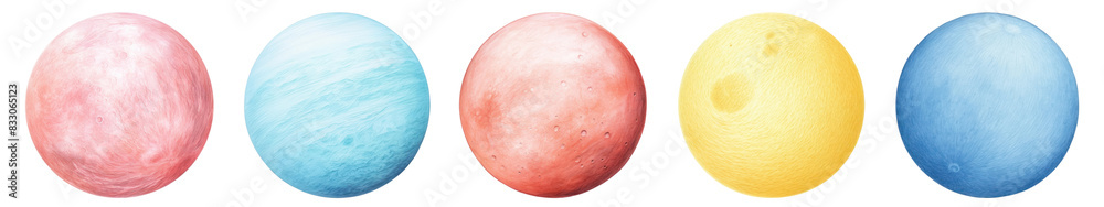 Planet digital illustration png element set on transparent background