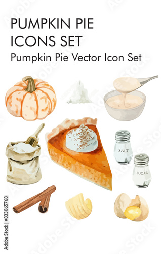 Pumpkin pie logo vector Icon set