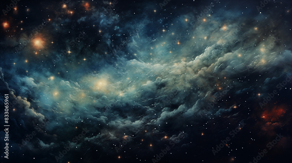 Fototapeta premium sky filled with stars watercolor background