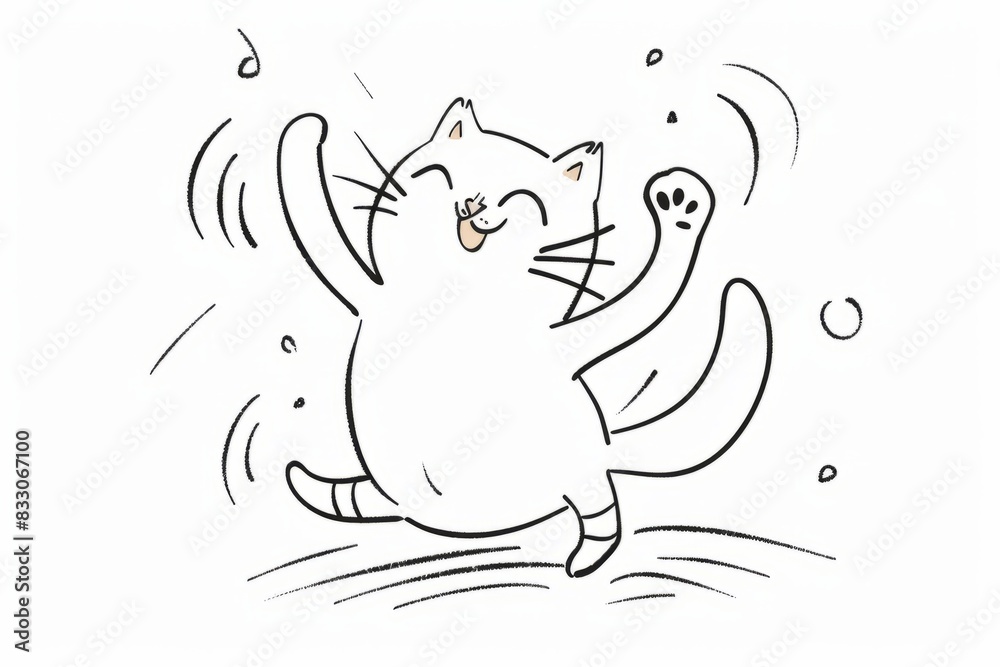 Fototapeta premium Cartoon cute doodles of a dancing cat with smooth, flowing movements, Generative AI