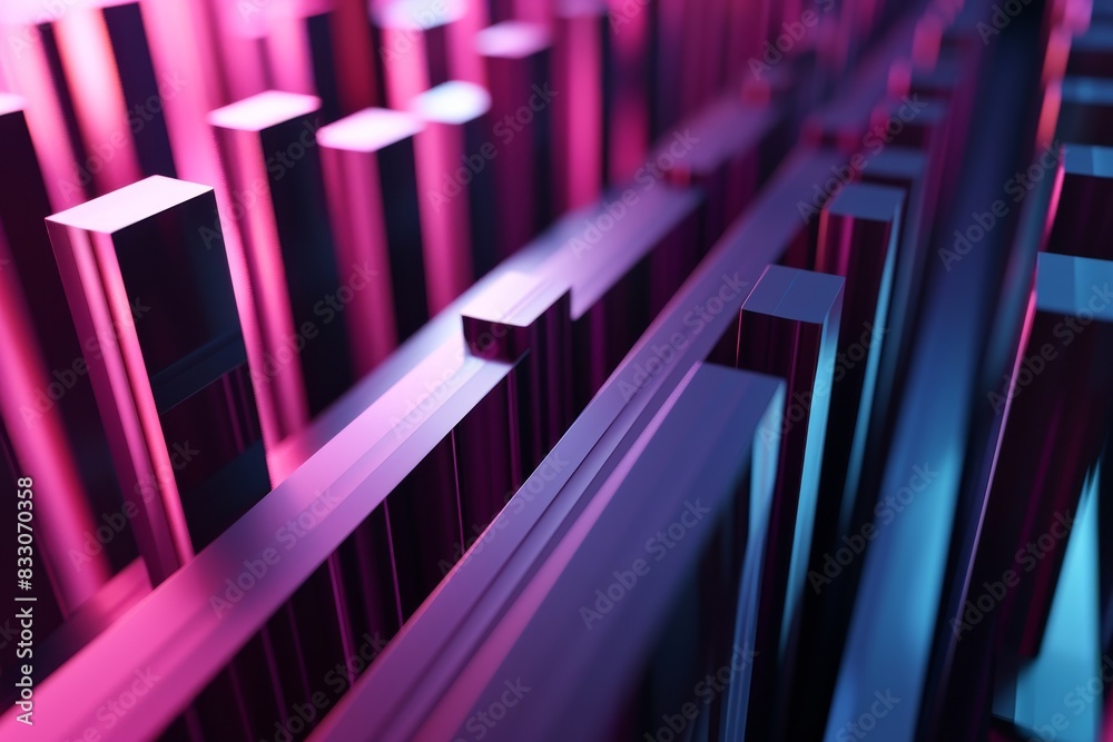 Obraz premium Abstract 3D bar line background, Abstract Colorful 3D bar line background, AI-generated