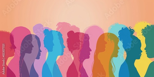 Crowd of diverse women of different cultures and ethnicities. Vector illustration for women's rights, equality, diversity and inclusion.