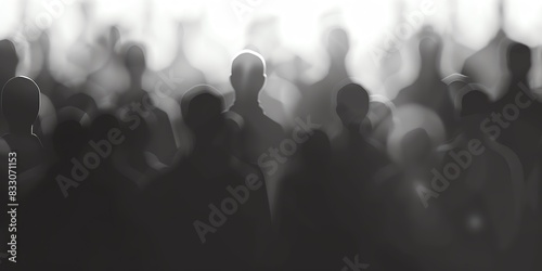 Crowd of faceless people, dark silhouettes of people, anonymity in the crowd