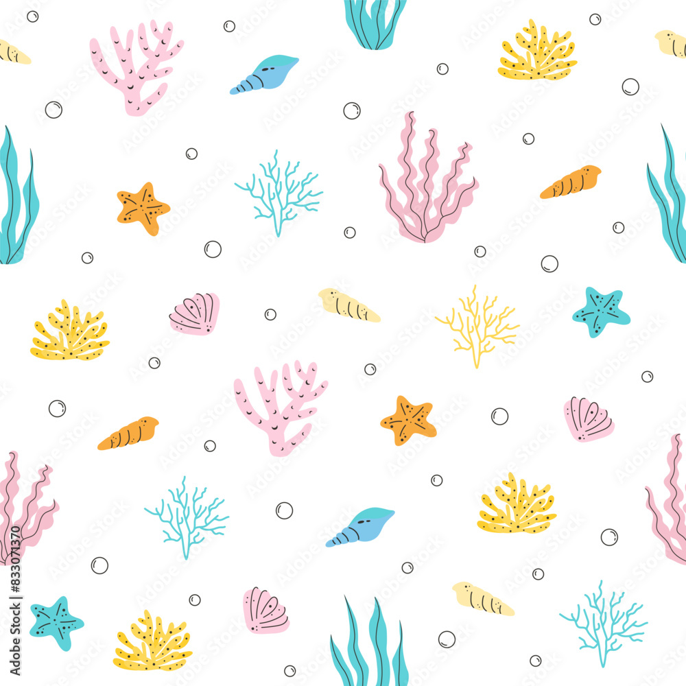 Seamless pattern with corals, seaweed or algae Seamless pattern with corals, seaweed or algae