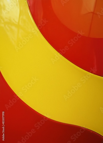 Red and yellow glossy lines and waves. Brightly colored background. Banner, poster, background. Wallpaper. Cooy space photo