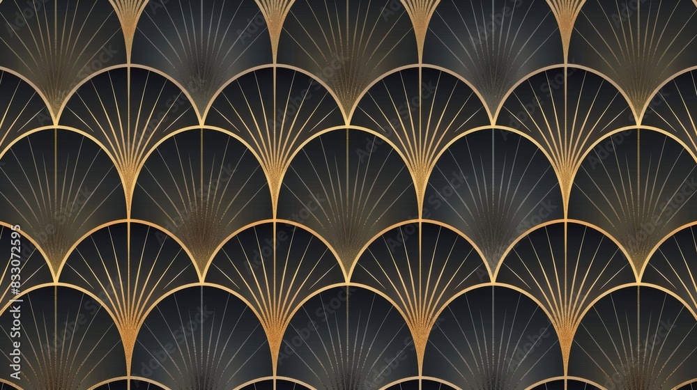 art deco seamless pattern, dark grey and gold geometric design with a subtle gradient in the background art deco seamless pattern, dark grey and gold geometric design with a subtle gradient in the background