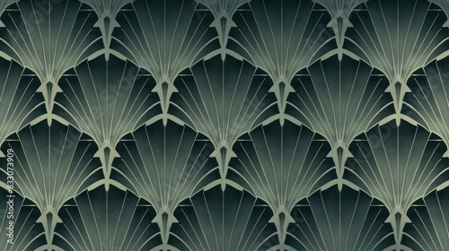 art deco seamless pattern, dark grey and jade geometric design with a subtle gradient in the background 