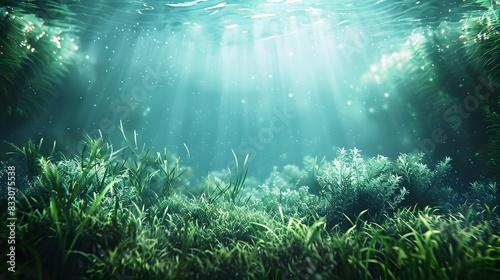 Serene Underwater Landscape with Lush Seagrass and Gentle Currents Tranquil Marine Ecosystem Concept