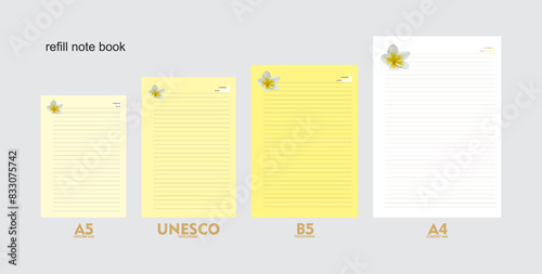 A5, A4, B5 size notebook design with color background with floral decoration. vector a setkerja2.cdr
