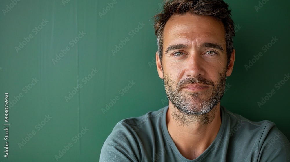 portrait of a tech startup founder, casual yet focused, with a vibrant green background symbolizing growth portrait of a tech startup founder, casual yet focused, with a vibrant green background symbolizing growth