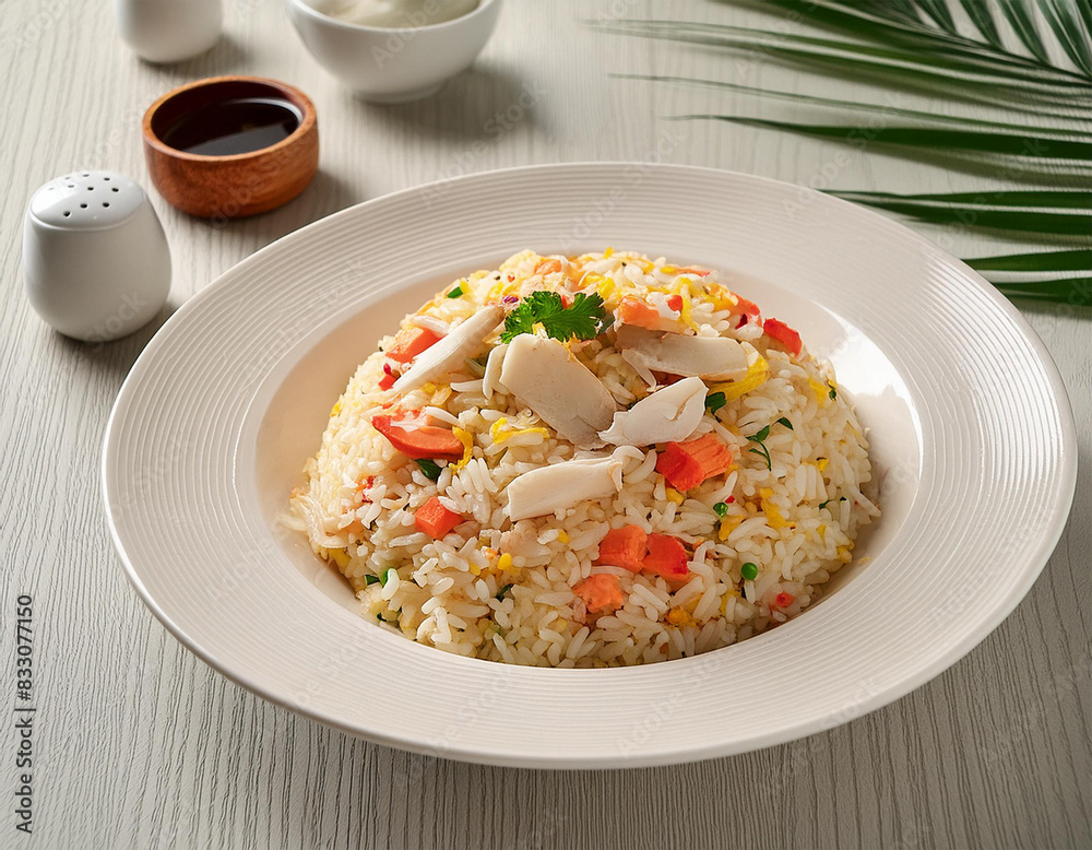 Fried rice with shrimp on top