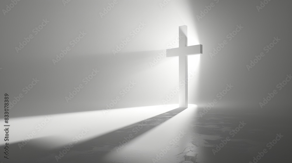 Naklejka premium very bright image of a cross on a white outdoor studio background with beautiful lighting