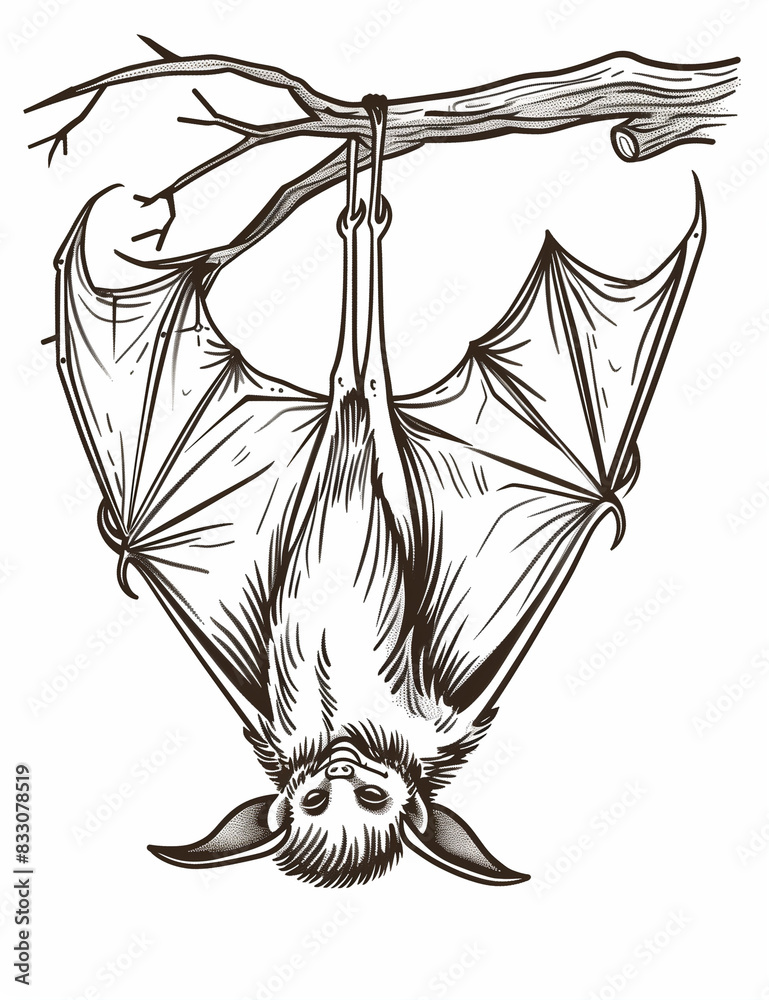 Nighttime Bats: Bat-Themed Coloring Page Illustrations - Coloring Pages ...