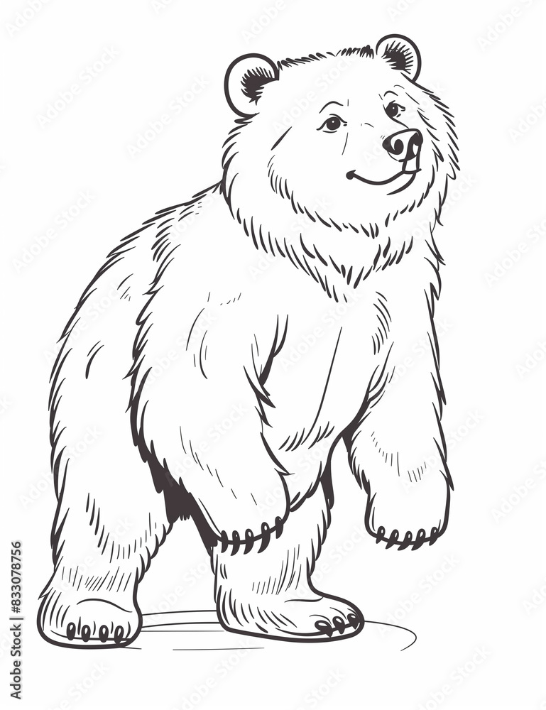 Forest Bear: Bear-Themed Coloring Page Illustrations  - Simple Patterns - Line Art  - Relaxing Coloring Pages for Adults - Coloring Pages for All Ages - Printable pages 