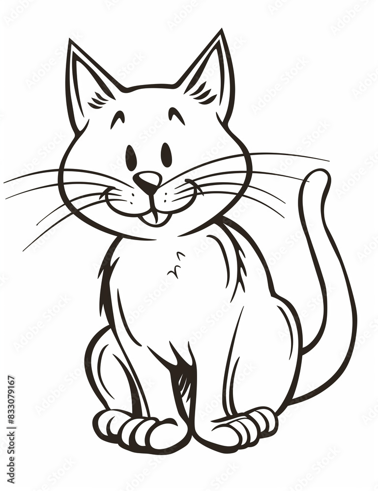 Obraz premium Playful Felines: Cat Coloring Pages for All Ages- Printable pages - Easy Coloring Pages - Line Art - Simple Patterns - Relaxing Coloring Pages for Adults